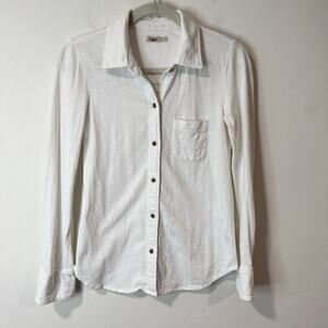 Faherty Women's Knit Seasons Shirt Washed Button Down White XS